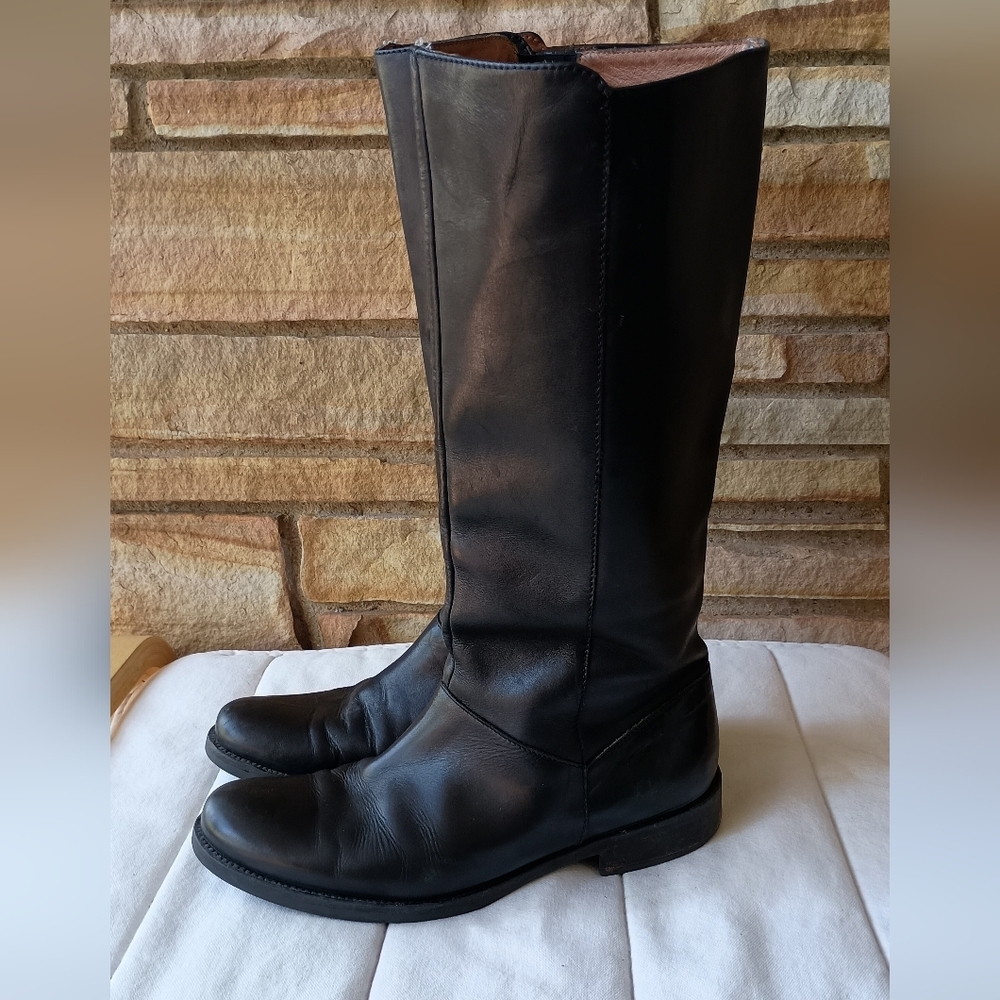 JCrew Black Knee-High Leather Riding Boots_9.5 - Picture 2 of 10